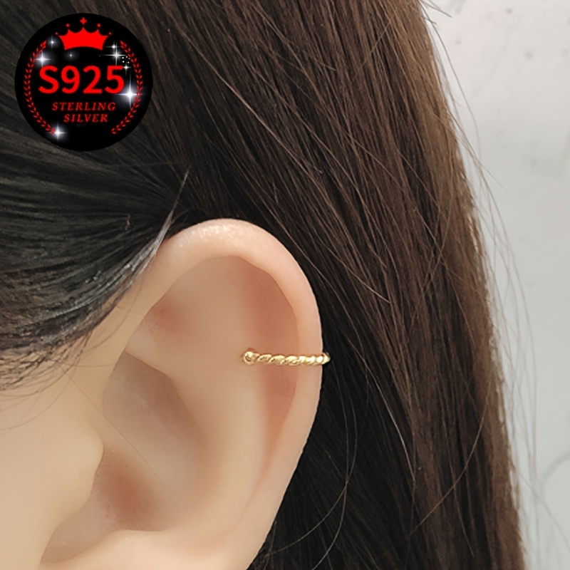 2pcs Twist Rope Shape No Pierced Ear Clip Earrings 925 Silver with Packaging